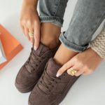 Filcowe sneakersy na grubej podeszwie Czekoladowe – Serenya 2