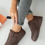 Filcowe sneakersy na grubej podeszwie Czekoladowe – Serenya 1
