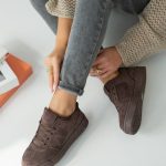 Filcowe sneakersy na grubej podeszwie Czekoladowe – Serenya 4