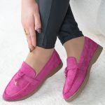Zamszowe mokasyny na płaskiej podeszwie Fuksjowe – Zarela 6