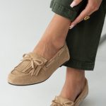 Mokasyny z frędzlami Beżowe – Lovira 2