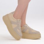 Kolorowe sneakersy damskie chunky Beżowe – Olyssia, widok z boku