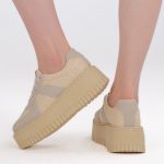 Kolorowe sneakersy damskie chunky Beżowe – Olyssia, widok od tyłu