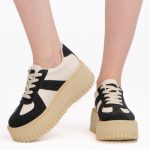 Kolorowe sneakersy damskie chunky Czarne– Olyssia, widok z przodu, prawy but podniesiony