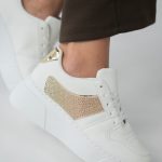 Sneakersy na platformie z brokatową wstawką Białe – Corisa 3