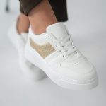 Sneakersy na platformie z brokatową wstawką Białe – Corisa 2