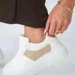 Sneakersy na platformie z brokatową wstawką Białe – Corisa 4