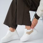 Sneakersy na platformie z brokatową wstawką Białe – Corisa 1