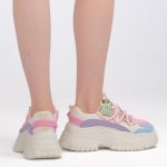 Sneakersy dad shoes Wielokolorowe – Vivanea, widok od tyłu, prawy but odchylony