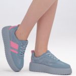 Sneakersy na grubej podeszwie w stylu retro Błękitne – Lysandra, widok z prawej,