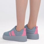 Sneakersy na grubej podeszwie w stylu retro Błękitne – Lysandra, widok z tyłu, buty wzdłuż