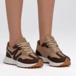 Sneakersy retro Czekoladowe – Halivra, widok z przodu