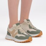 Sneakersy retro Zielone – Halivra, widok z przodu