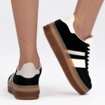 Sneakersy z zamszową cholewką Czarne – Solistra, widok od tyłu