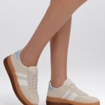 Sneakersy z zamszową cholewką Solistra – Beżowe, widok z boku