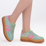 Sneakersy z zamszową cholewką Solistra – Miętowe, widok z przodu