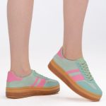 Sneakersy z zamszową cholewką Solistra – Miętowe, widok z boku