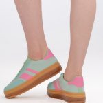 Sneakersy z zamszową cholewką Solistra – Miętowe, widok od tyłu
