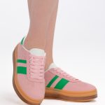 Sneakersy z zamszową cholewką Solistra – Różowe, widok z przodu