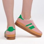 Sneakersy z zamszową cholewką Solistra – Różowe, widok od tyłu