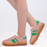 Sneakersy z zamszową cholewką Solistra – Różowe, widok od boku