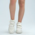 Wysokie sneakersy na platformie – Beżowy, widok z przodu