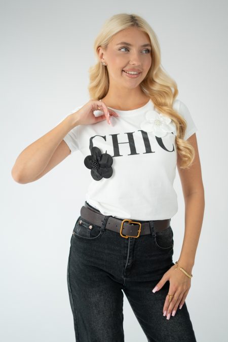 T-shirt damski Chic z kwiatami – Chivora 1