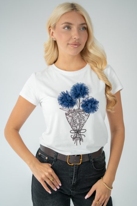 T-shirt damski bukiet kwiatów – Bouqelle 1