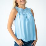 Bluzka gumka boho - Błękitny 4