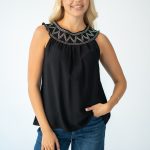 Bluzka gumka boho - Czarny 1