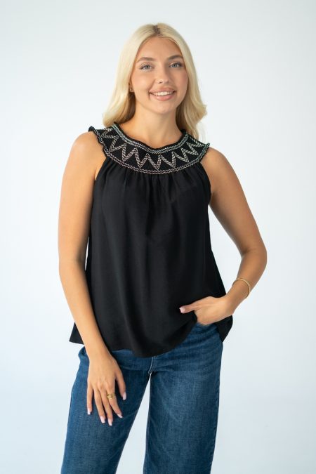 Bluzka gumka boho - Czarny 1