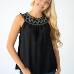 Bluzka gumka boho - Czarny 2
