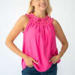 Bluzka gumka boho - Fuksjowy 1