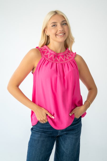 Bluzka gumka boho - Fuksjowy 1