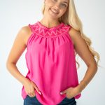 Bluzka gumka boho - Fuksjowy 2