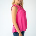 Bluzka gumka boho - Fuksjowy 3