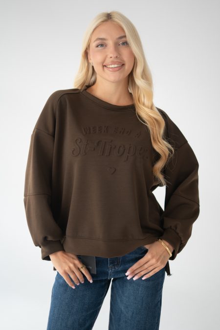 Bluza z napisem St. Tropez Czekoladowy – Melirra 1