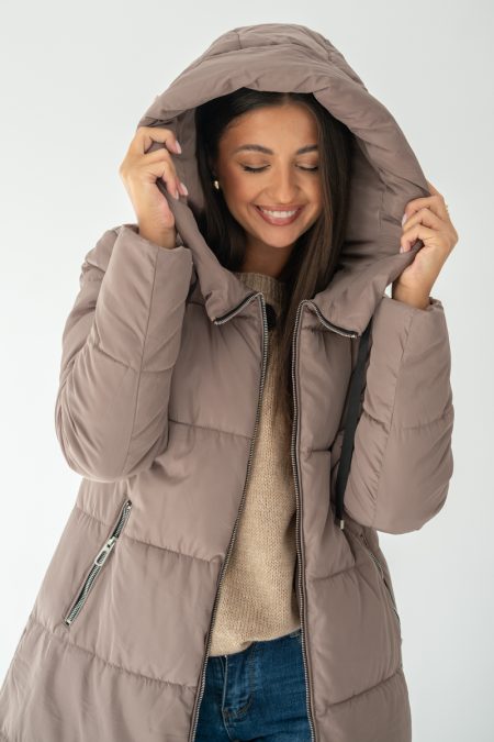 Długa kurtka pikowana damska z kapturem Fango – Zerivane 1