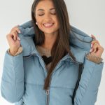 Długa kurtka pikowana damska z kapturem Niebieski – Zerivane 4