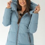 Długa kurtka pikowana damska z kapturem Niebieski – Zerivane 1