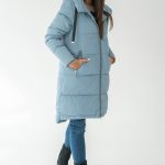 Długa kurtka pikowana damska z kapturem Niebieski – Zerivane 2