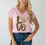 Bluzka bawelna love - Pudrowy 1
