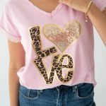Bluzka bawelna love - Pudrowy 3