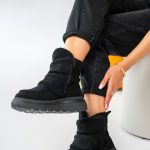 Ocieplane sneakersy damskie na rzepy Czarne – Estoriah 1