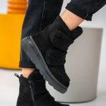 Ocieplane sneakersy damskie na rzepy Czarne – Estoriah 3