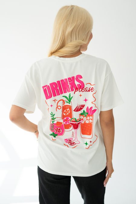 T-shirt damski z nadrukiem drink please – Vivinna 1