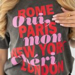 T-shirt damski z nadrukiem miast Grafitowy – Romivra 3