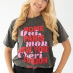 T-shirt damski z nadrukiem miast Grafitowy – Romivra 4