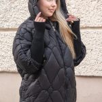 Kurtka pikowana swetrowe rękawy Czarny – Swevarra 5