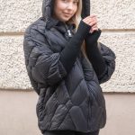 Kurtka pikowana swetrowe rękawy Czarny – Swevarra 4